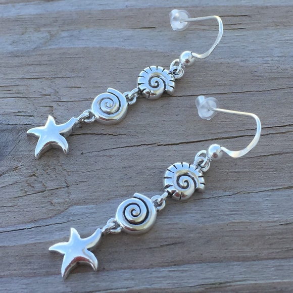 Peter Stone Jewelry - Sea Shell Starfish Earrings .925 Sterling Silver